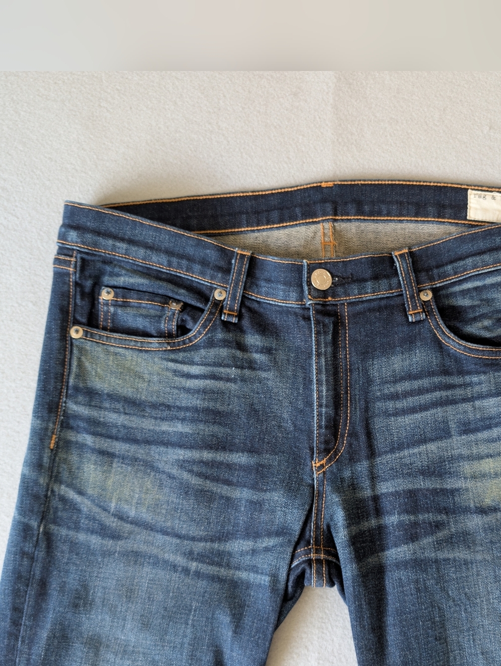 Rag & Bone Indigo Dark Wash Cuffed Skinny Jeans Mid Rise Premium Denim 31x29 image 6